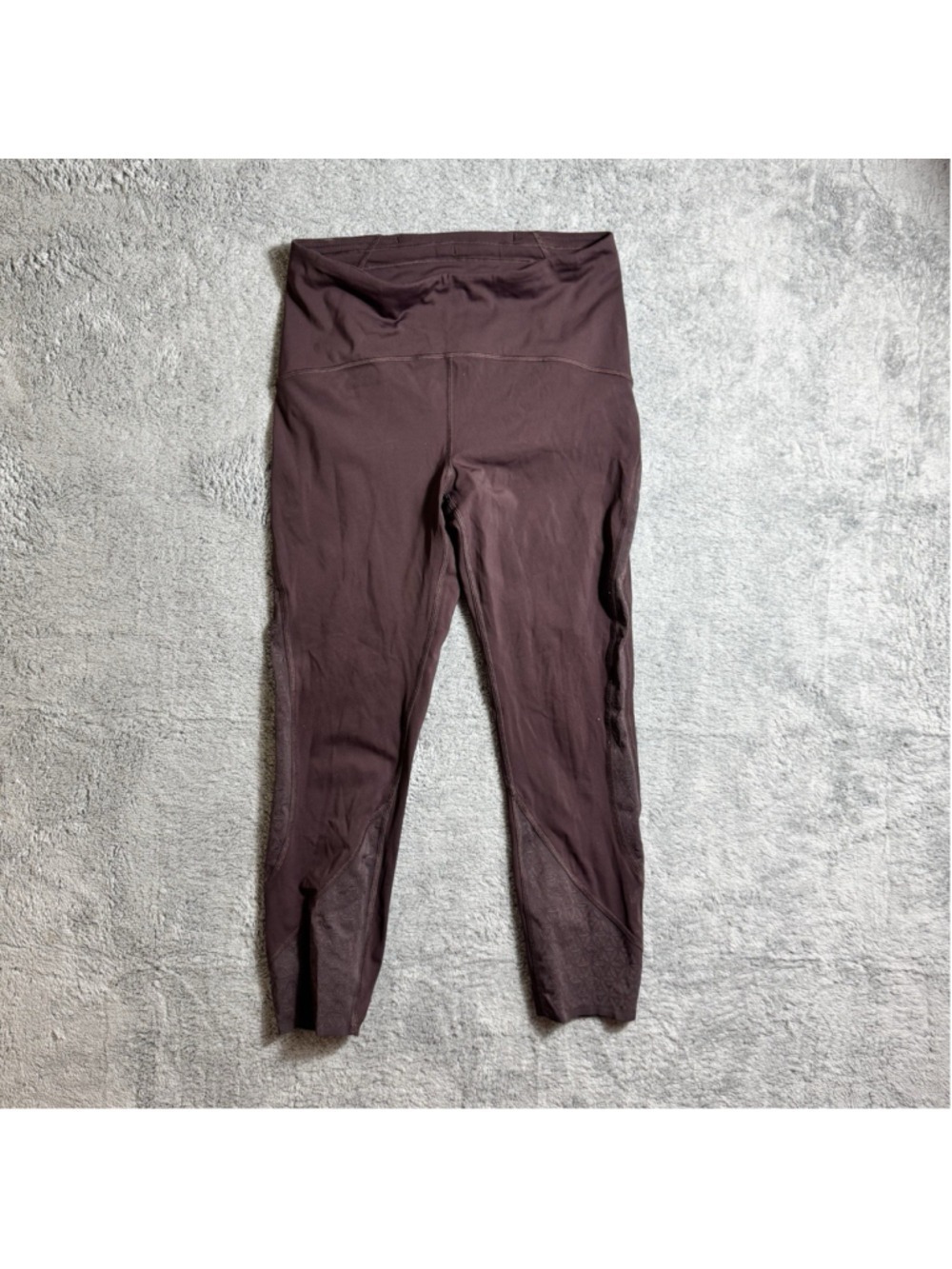 Lululemon Wunder Under High Rise Tight Leggings Size 8 Dark Plum Flocked Mesh